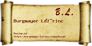Burgmayer Lőrinc névjegykártya
